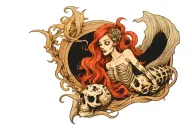 skeleton mermaid tattoo design idea