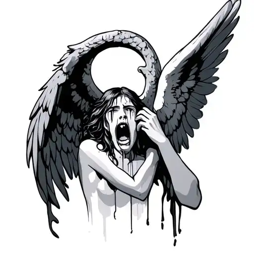 crying arch angel tattoo design idea