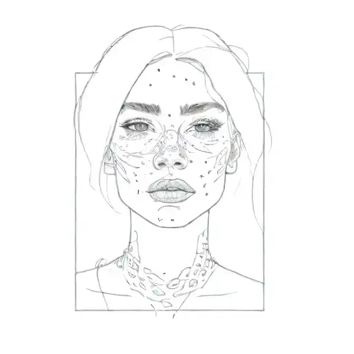 a woman with freckles on her face tattoo design idea