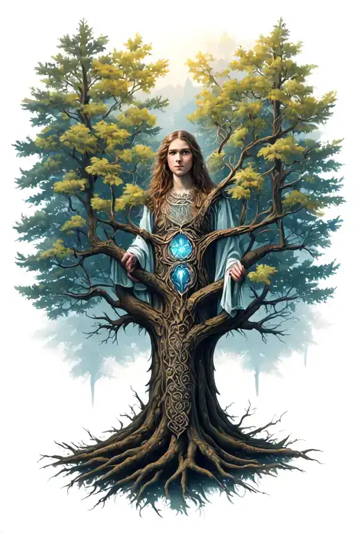 Norse frigg family tree tattoo design idea