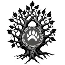 Celtic oak tree of life with small bear paw print inside tattoo design idea
