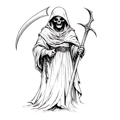 grim reaper holding a scythe tattoo design idea