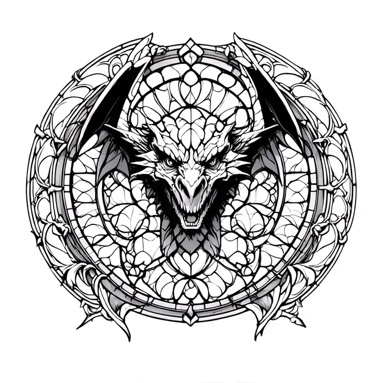stain glass window gothic gargoyle tattoo design idea