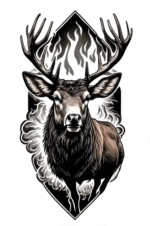 Hunting an elk with God and Firefighting  tattoo design idea