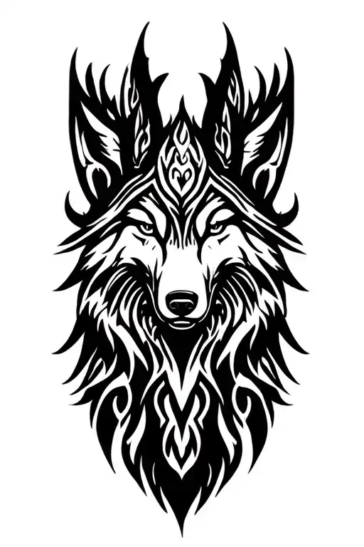 tree wolf moose fox tattoo design idea