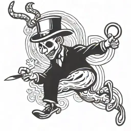 mr. peanut with devil horns and pitchfork tattoo design idea