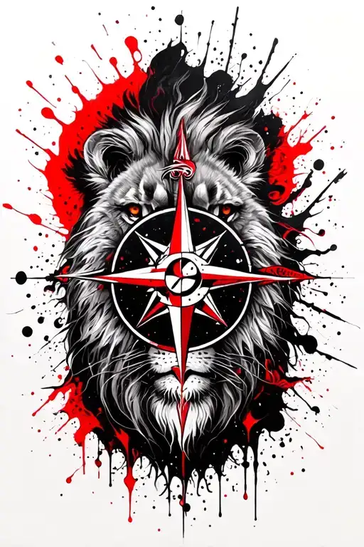 Pisces, God, Lion and compass tattoo tattoo design idea