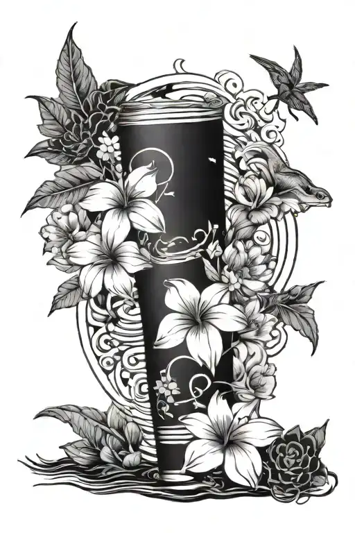 ALONZI" writed on the forearm, Dream chaser written on the arm with waves sun, beach and flowers tattoo design idea