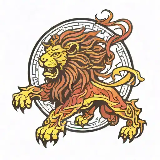 Gryffindor lion behind fire element symbol from Avatar the last airbender  tattoo design idea