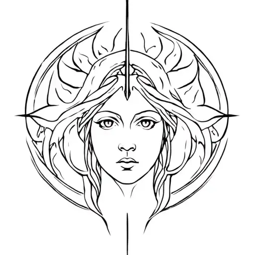 Hecate head and shoulders goddess of magic tattoo design idea