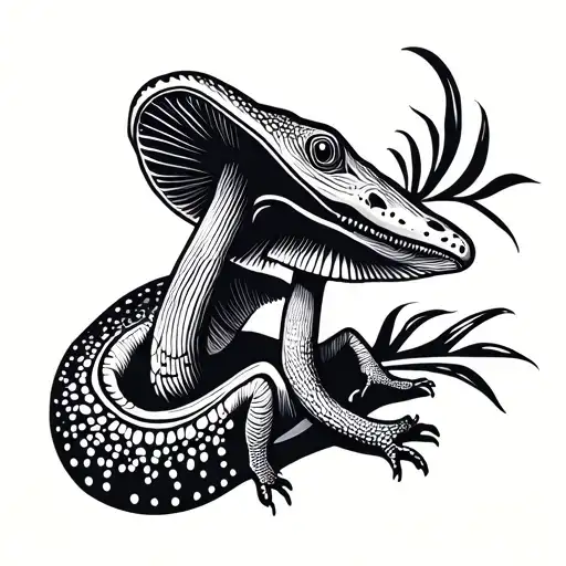 Mushroom and Tongue Lizard Aboriginal tattoo design idea