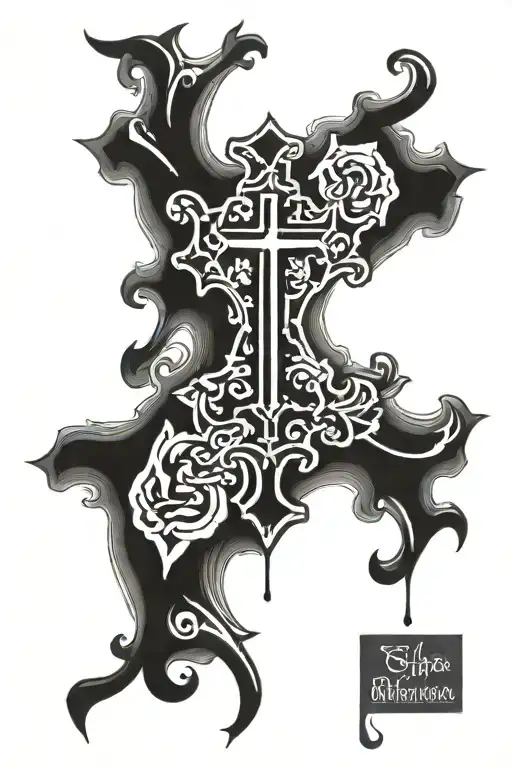 A behind the ear minamalist feminine cross tattoo design  tattoo design idea