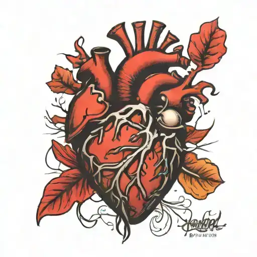 anatomically correct heart broken mended together tattoo design idea