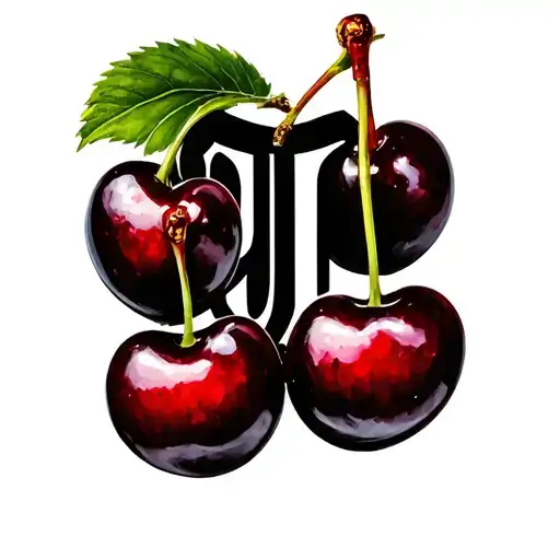 cherries, heart, letter J tattoo design idea