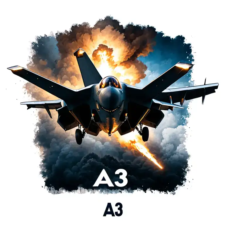 f14 tomcat in action packed tattoo desine for forearm with the letters A3 at the bottom tattoo design idea