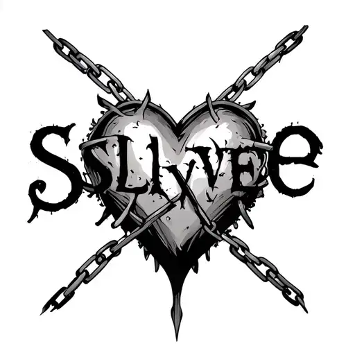 "slave" dezent Tribal heart Symbol made of chains tattoo design idea