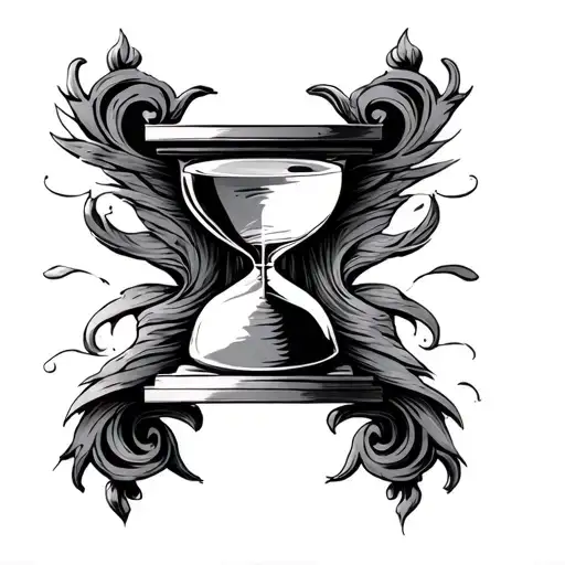 pantheon hourglass scroll tattoo design idea