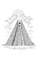 Mayan pyramid emerging tattoo design idea