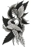 Valkyrie wings intertwined tattoo design idea