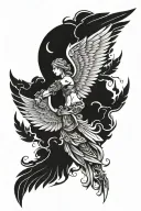 Valkyrie wings intertwined tattoo design idea