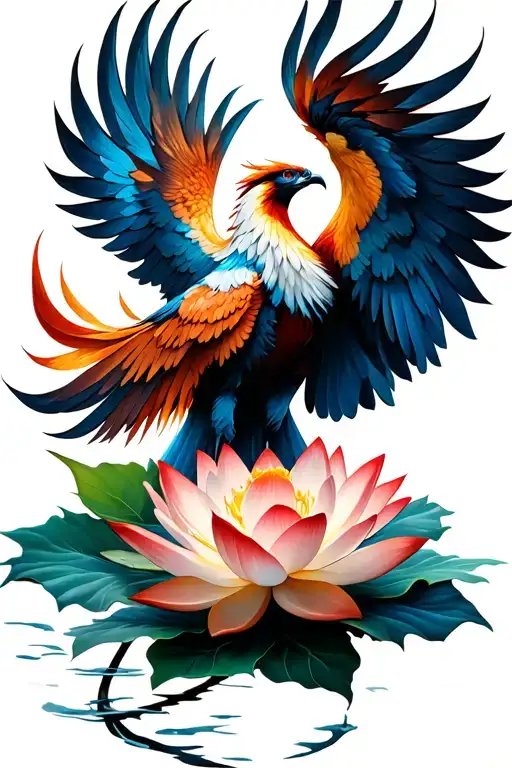 phoenix rising from a lotus flower tattoo design idea