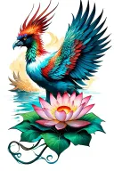 phoenix rising from a lotus flower tattoo design idea