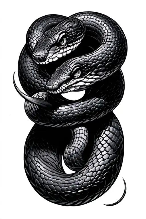 black thin snake coiled  tattoo design idea