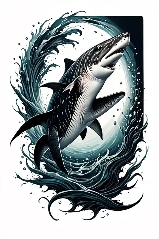 i want a long sleeve tattoo, abstruct brush flowing done , along the flow swims some whale shark, manta ray, se aturtle, tattoo design idea