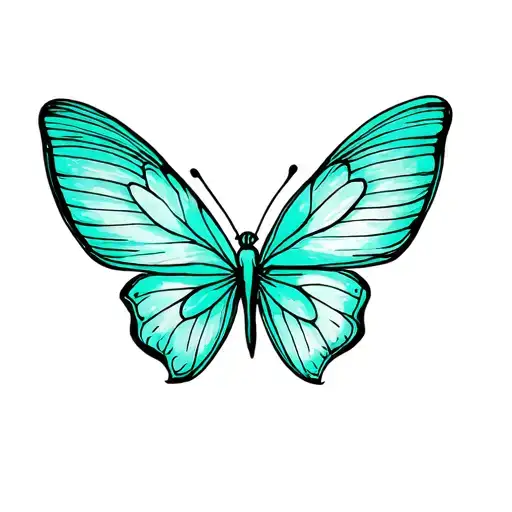 teal butterfly, emma tattoo design idea