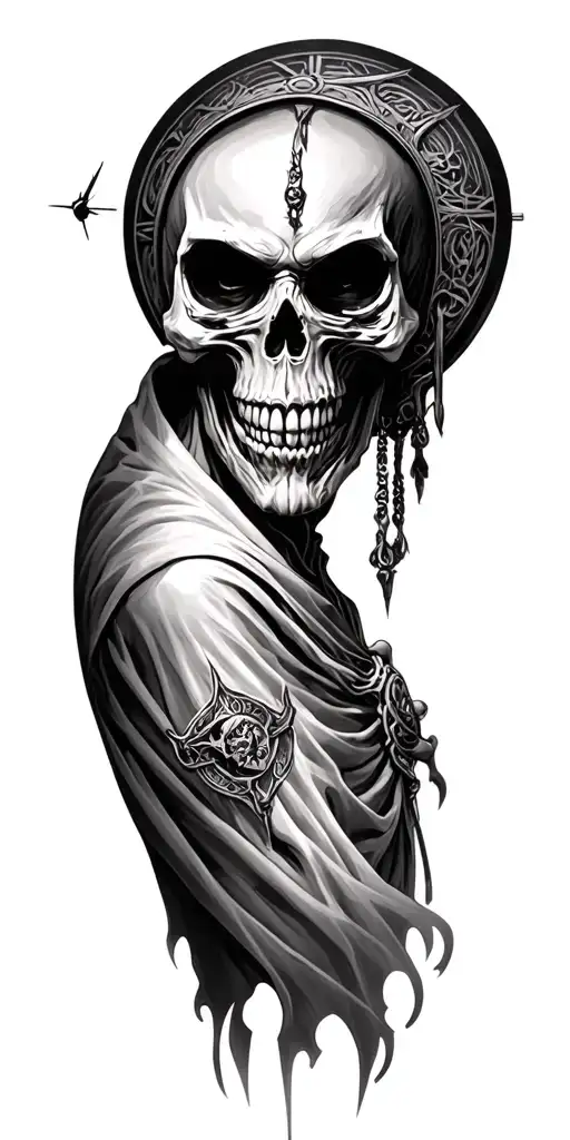 grim reaperv time piece tattoo design idea