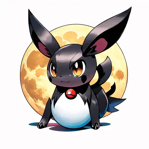 pokemon Umbreon with moon and poke ball surrounded tattoo design idea
