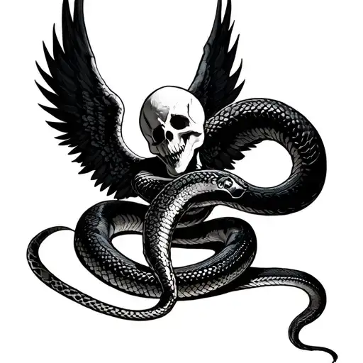 azrael angel of death snake wrapped tattoo design idea
