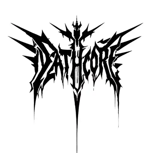 gundam with deathcore font going vertically tattoo design idea