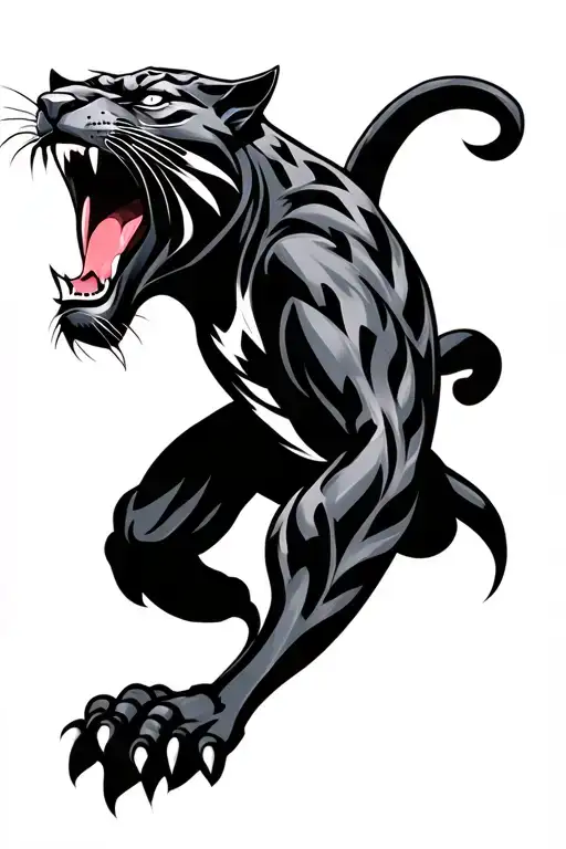 black Panther roaring tattoo design idea