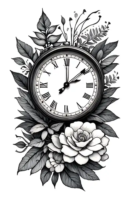 natural  and time and motivated traveling  tattoo design idea