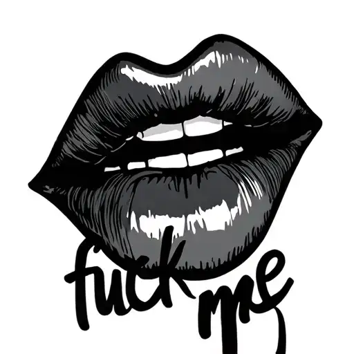 lips with written fuck me tattoo design idea