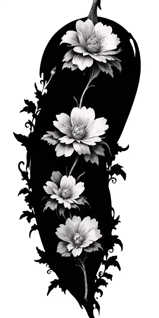 gothic flowers decayed  tattoo design idea