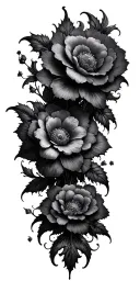 gothic flowers decayed  tattoo design idea
