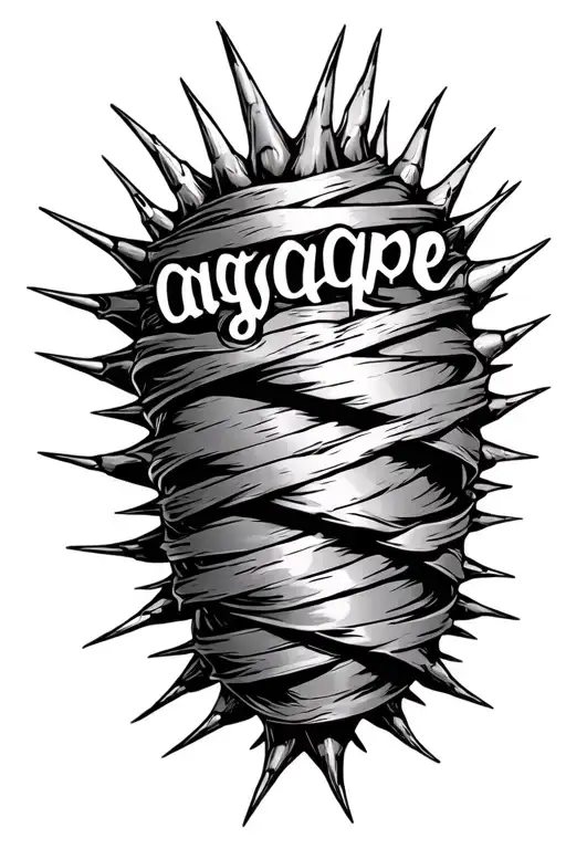 wrapped spiky thorns with the word "agape" tattoo design idea
