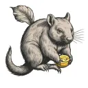wombat eating banana tattoo design idea