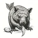 wombat eating banana tattoo design idea