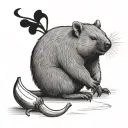 wombat eating banana tattoo design idea