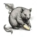 wombat eating banana tattoo design idea
