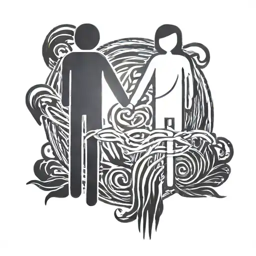 Circle of stick figures holding hands. tattoo design idea