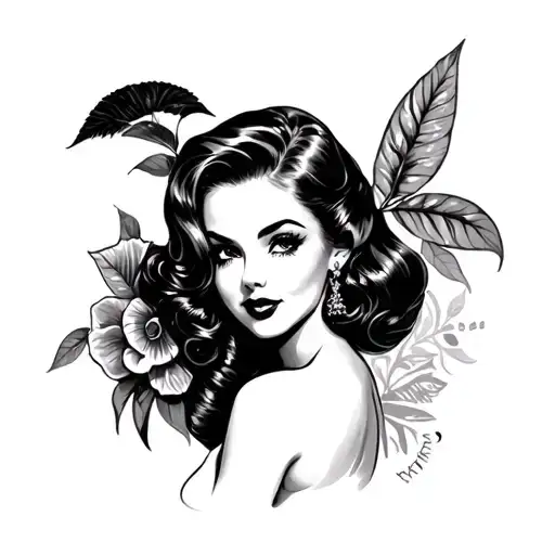 Black Pin Up Girl tattoo design idea