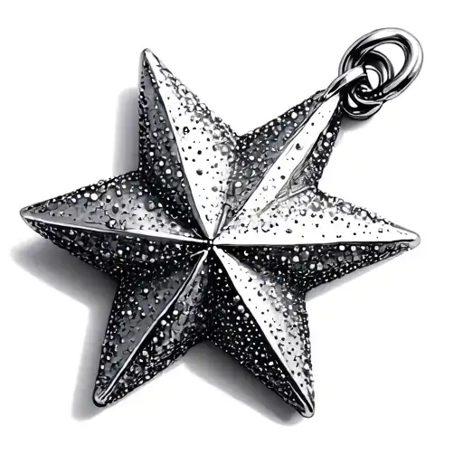 3d star charm tattoo design idea