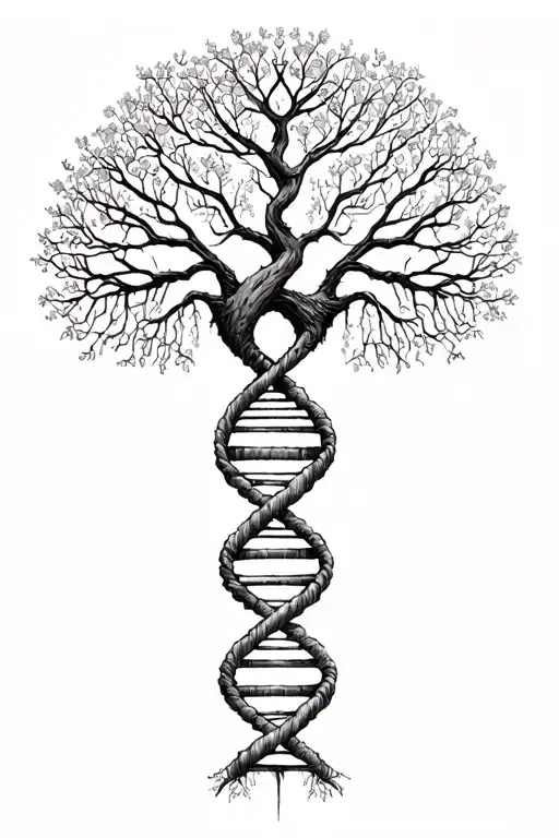 tree of life with human DNA double helix intertwined, make it simple  tattoo design idea