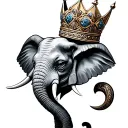 crowned elephant head tattoo design idea