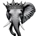 crowned elephant head tattoo design idea