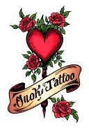 name surrounded by heart shape tattoo design idea